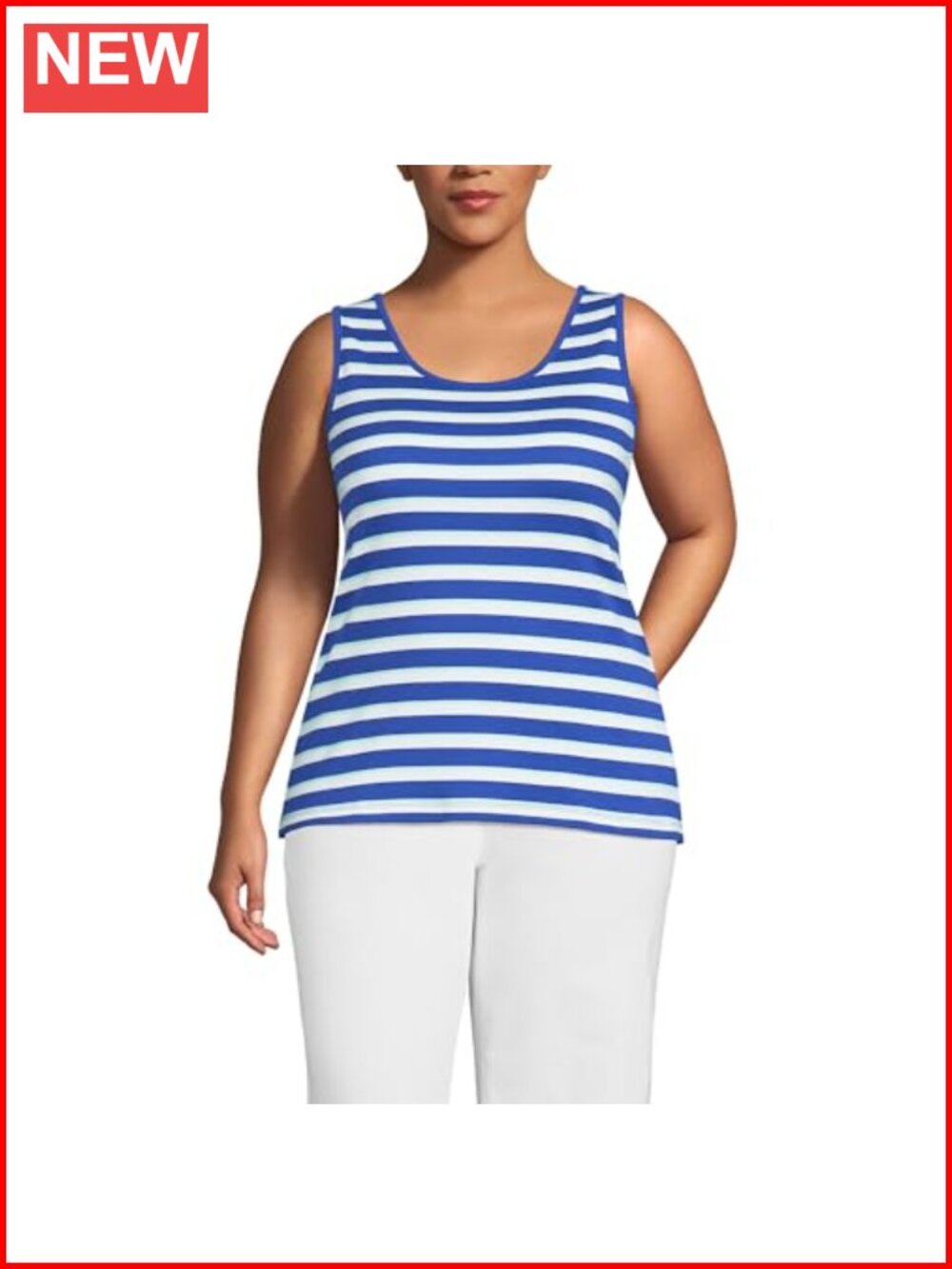 Lands' End Women's Cotton Tank Top V-Neck Wide Strap